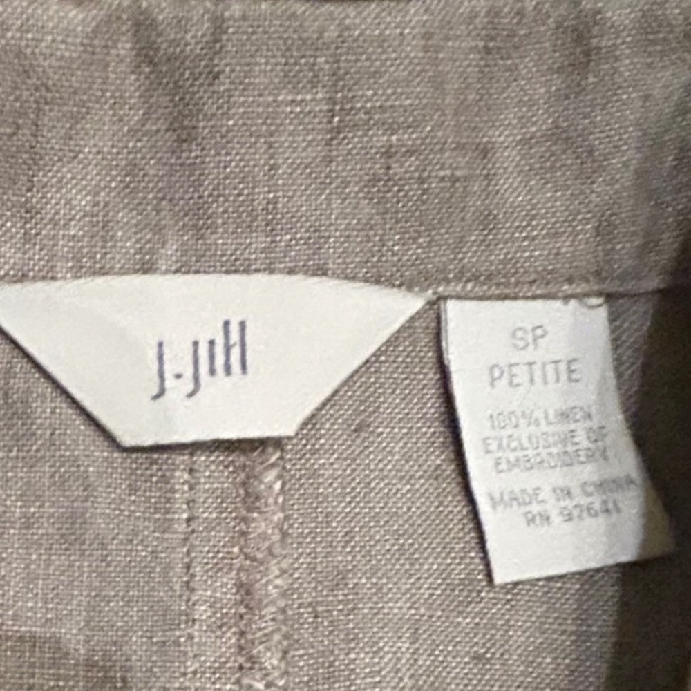 J Jill 100% Linen Button Front Shacket Jacket Casual Workwear Neutral Breathable - Picture 5 of 6
